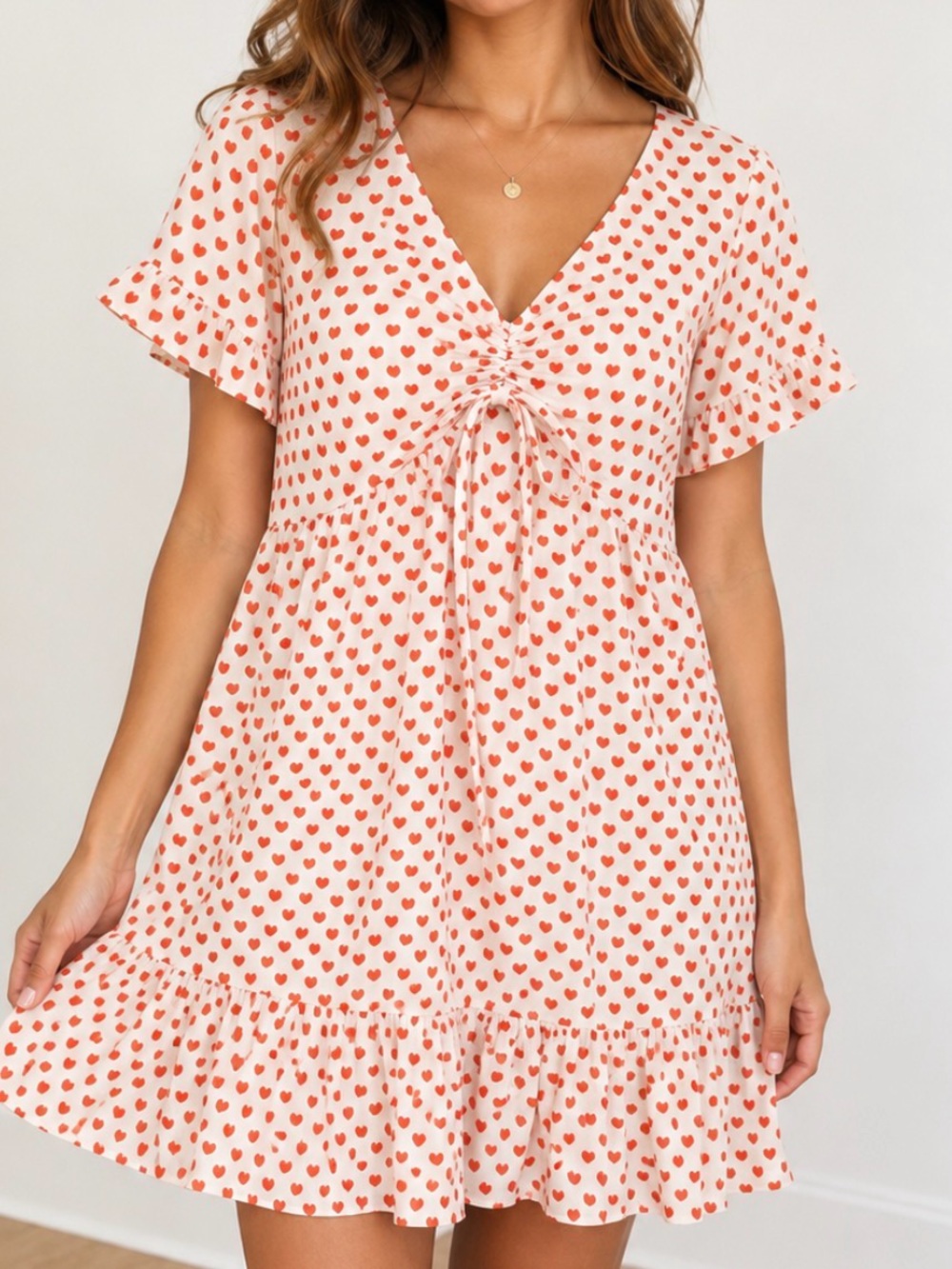 Polly Heart Print Mini Dress white/red Valentines Day SZ 6